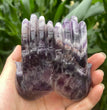 12CM Chevron Amethyst Labradorite Hands Palm Carvings