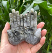 12CM Chevron Amethyst Labradorite Hands Palm Carvings