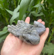 12CM Chevron Amethyst Labradorite Hands Palm Carvings