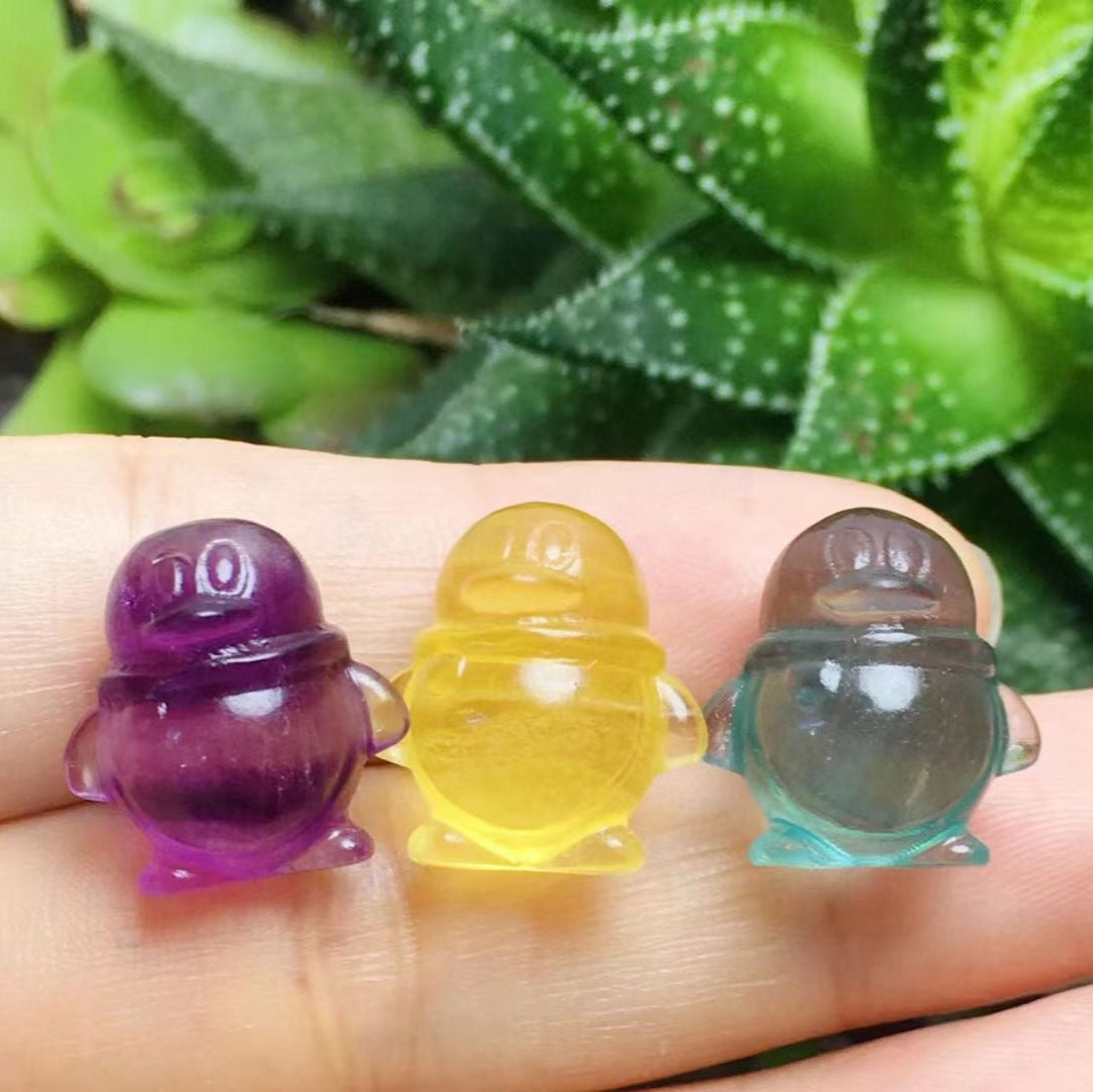 Mini Fluorite Cute Penguin Natural Crystal Carvings Wholesale