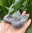 12CM Chevron Amethyst Labradorite Hands Palm Carvings