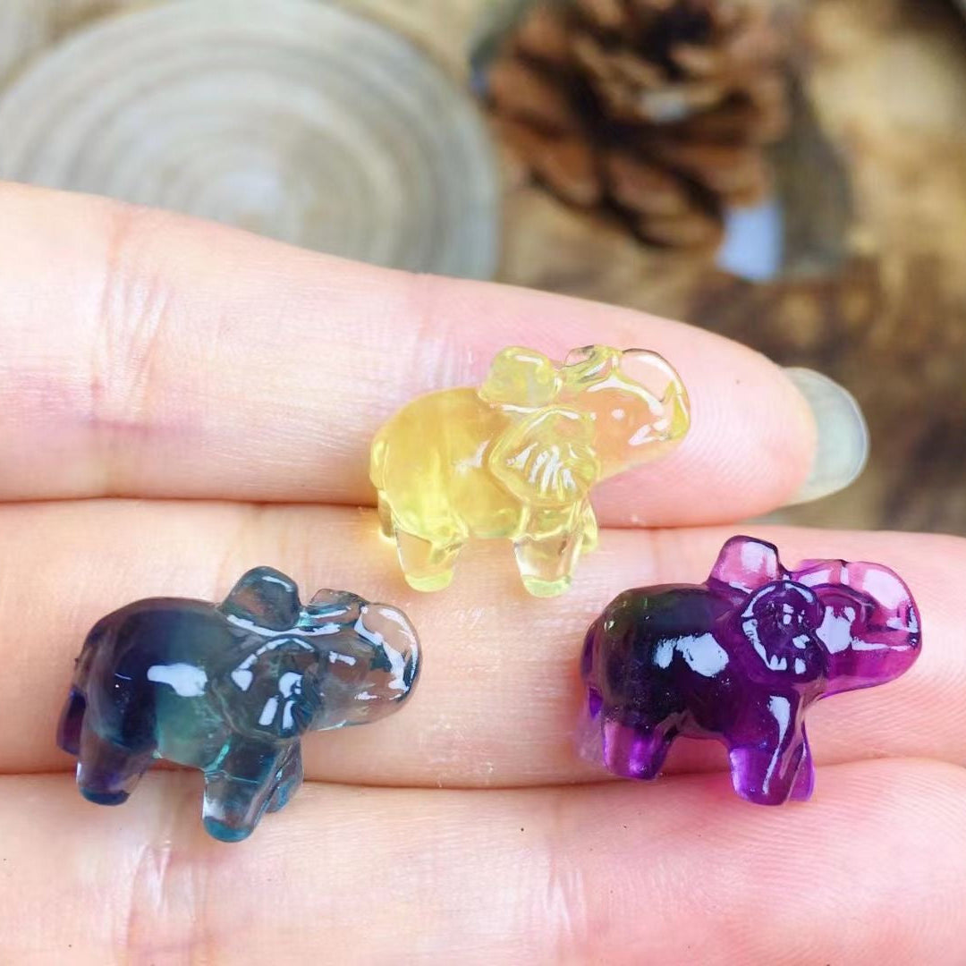 Mini Fluorite Elephant Natural Crystal Carvings Wholesale