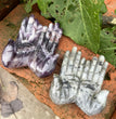 12CM Chevron Amethyst Labradorite Hands Palm Carvings