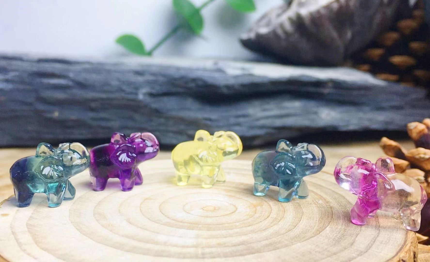 Mini Fluorite Elephant Natural Crystal Carvings Wholesale
