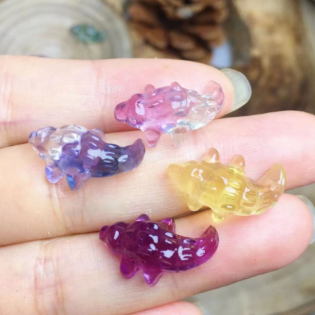 Mini Fluorite Crocodile Natural Crystal Carvings Wholesale