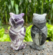 10CM Chevron Amethyst Labradorite Owl Carvings