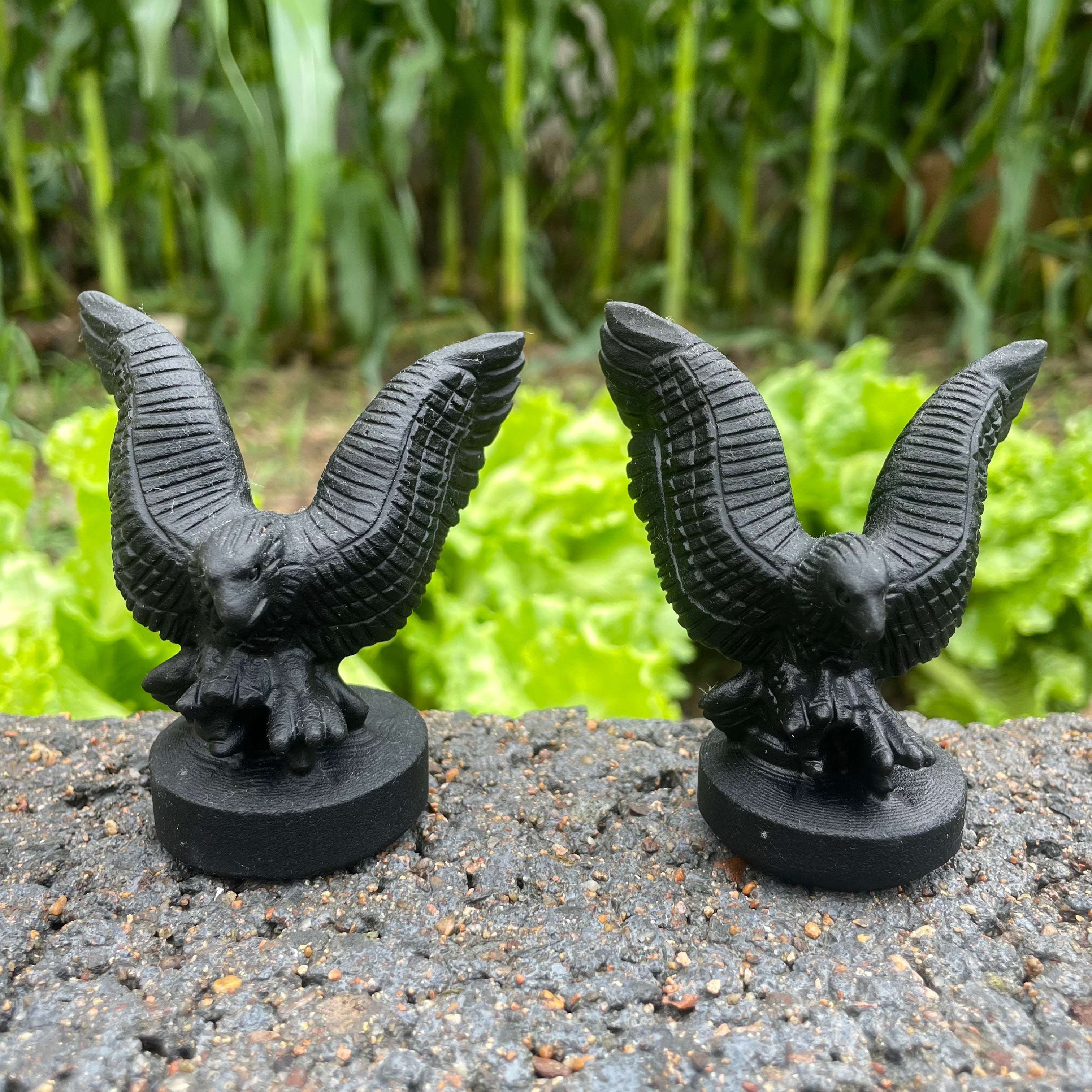 8.5CM Black Obsidian Flying Eagle on Stand Carvings