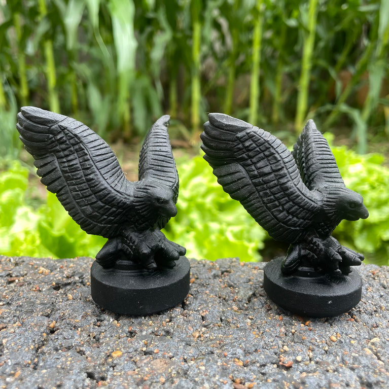 8CM Black Obsidian Flying Eagle on Stand Carvings