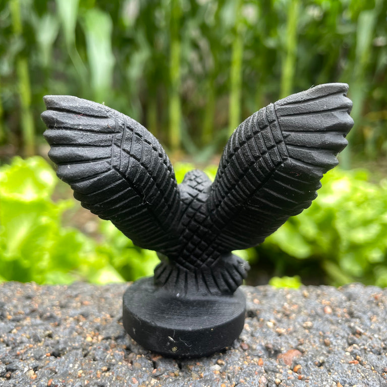 8CM Black Obsidian Flying Eagle on Stand Carvings