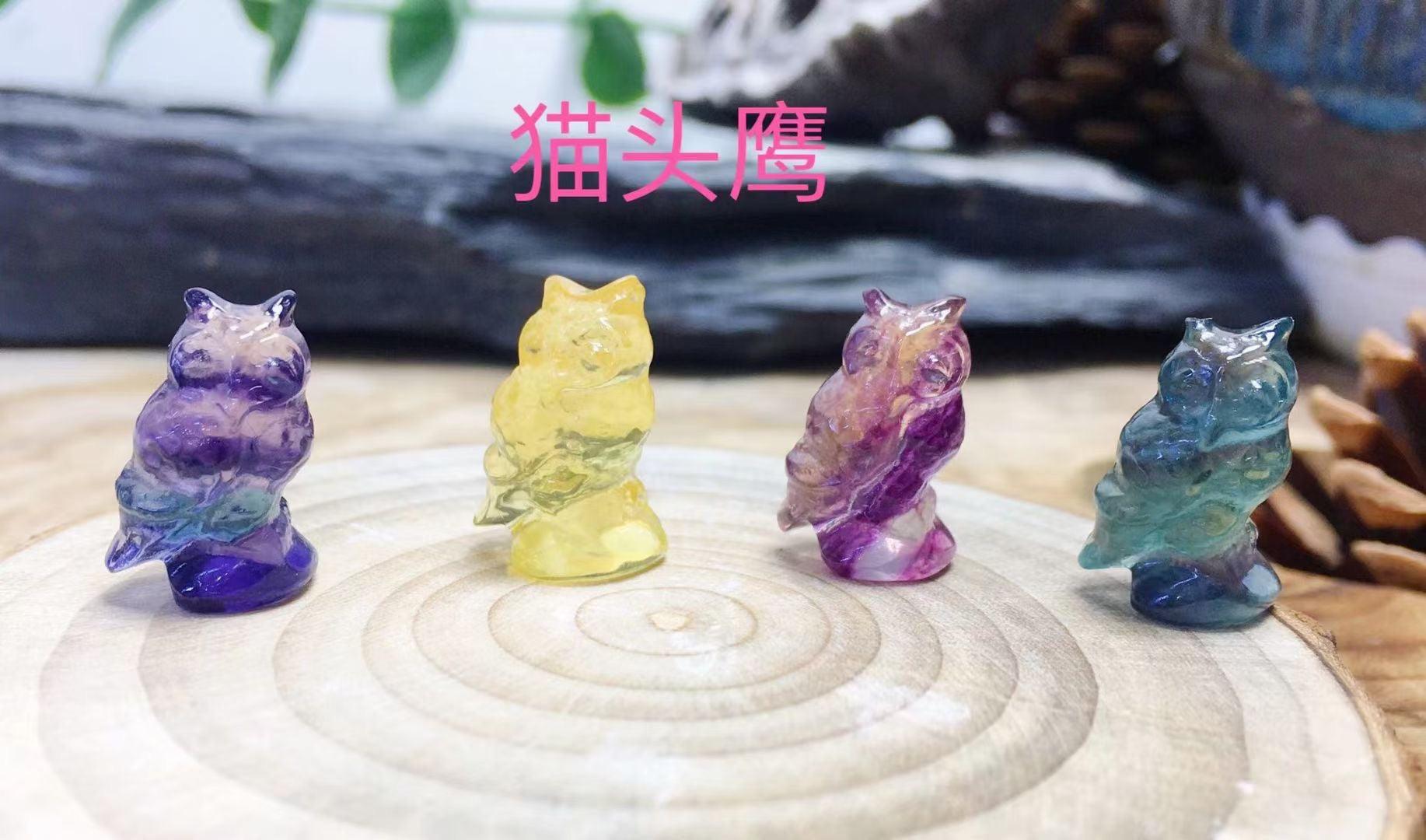 Mini Fluorite Owl Natural Crystal Carvings Wholesale