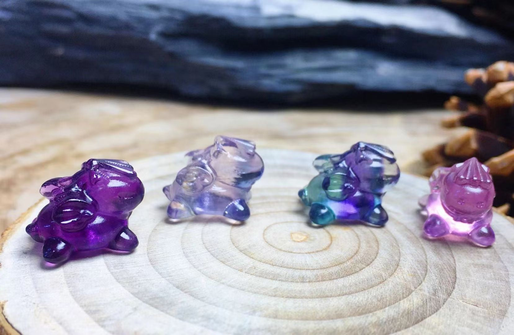 Mini Fluorite Flying Unicorn Natural Crystal Carvings Wholesale