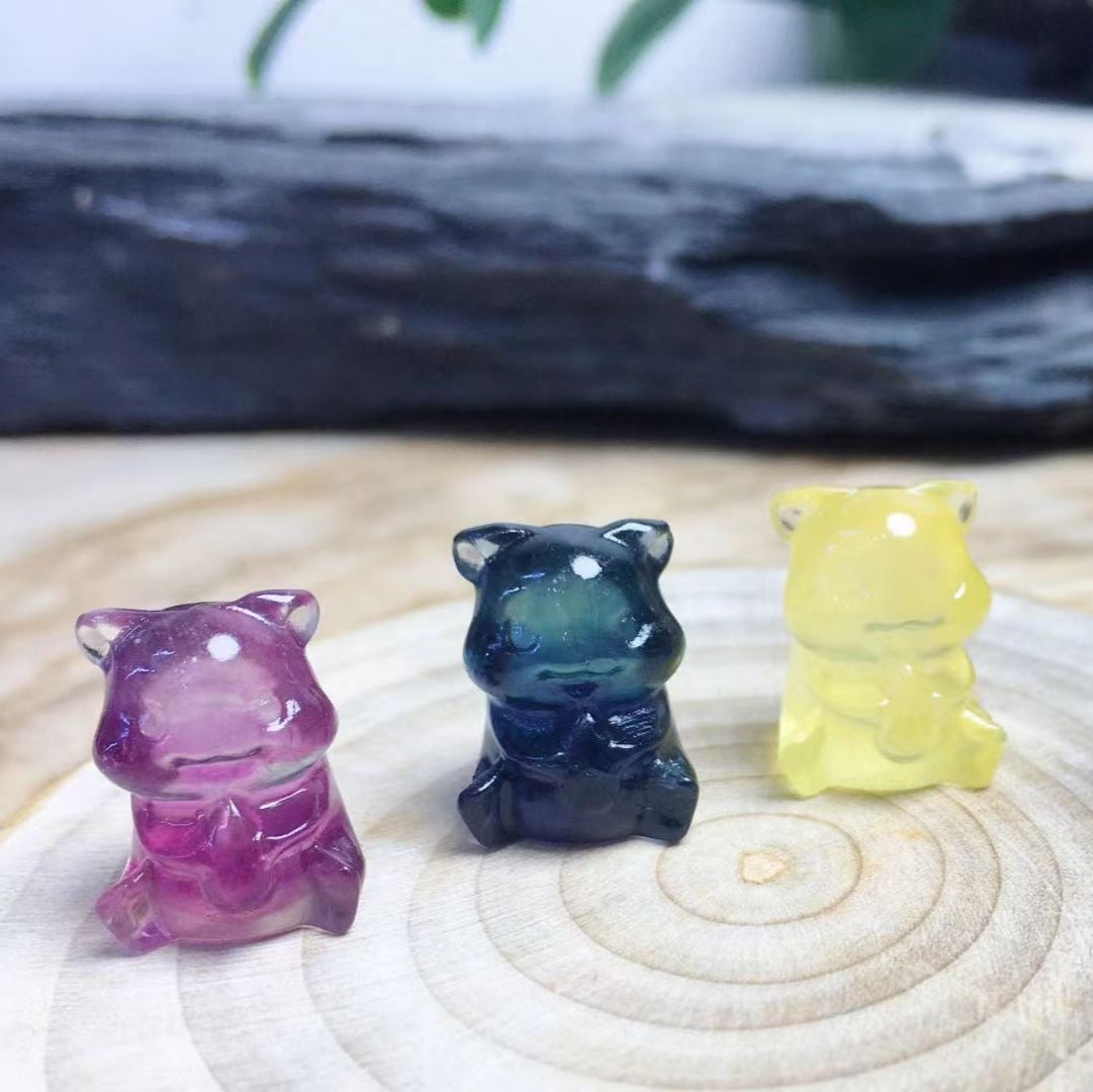 Mini Fluorite Hamster Natural Crystal Carvings Wholesale