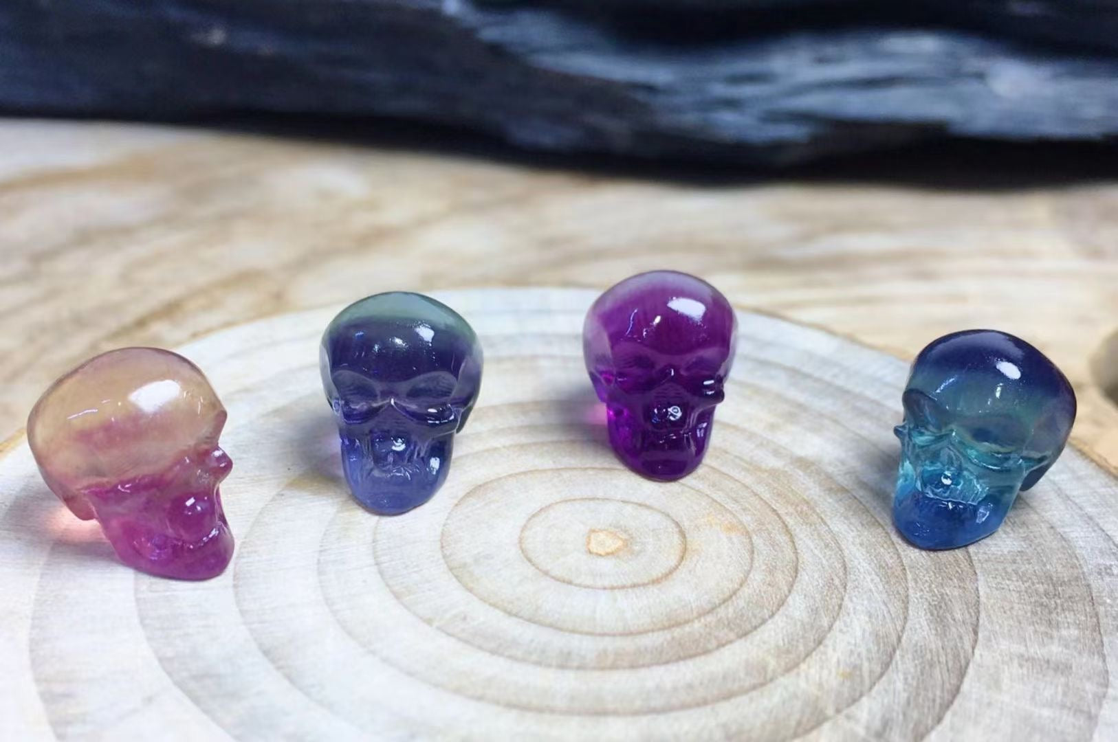 Mini Fluorite Skull Natural Crystal Carvings Wholesale
