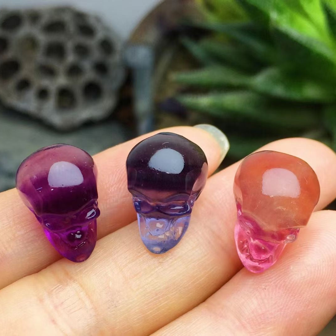 Mini Fluorite Skull Natural Crystal Carvings Wholesale