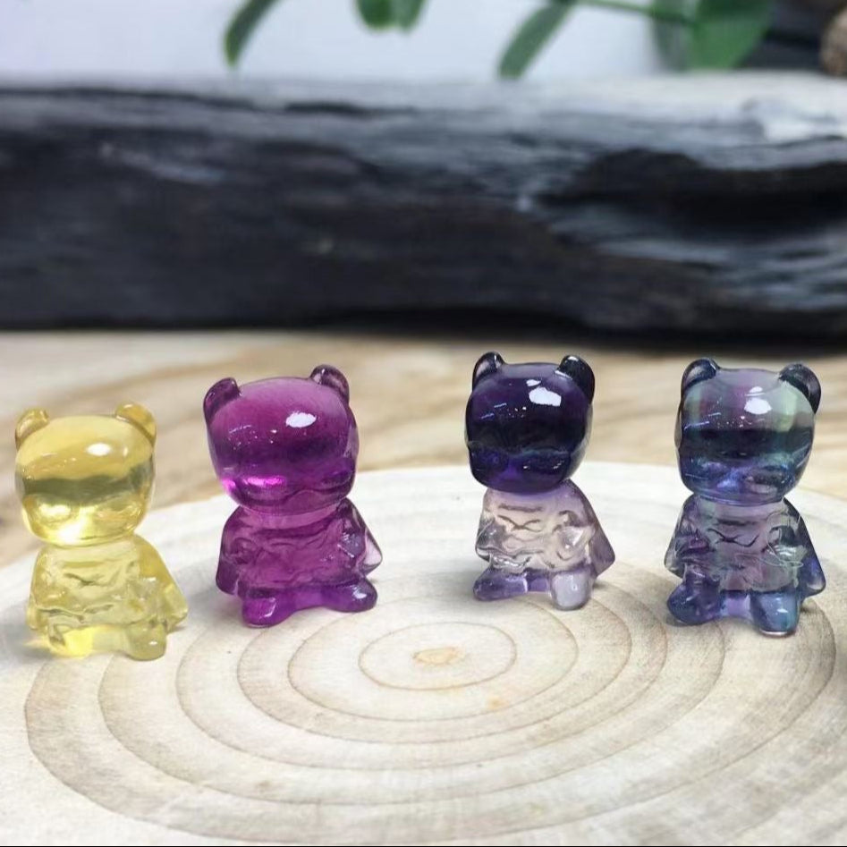 Mini Fluorite Bat Man Natural Crystal Carvings Wholesale