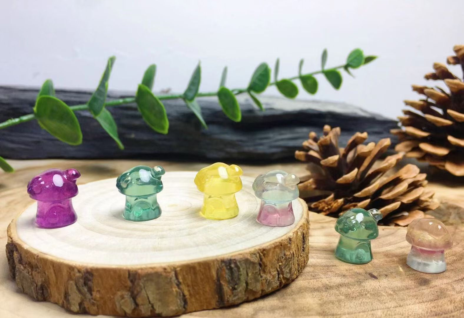 Mini Fluorite Mushroom House Natural Crystal Carvings Wholesale