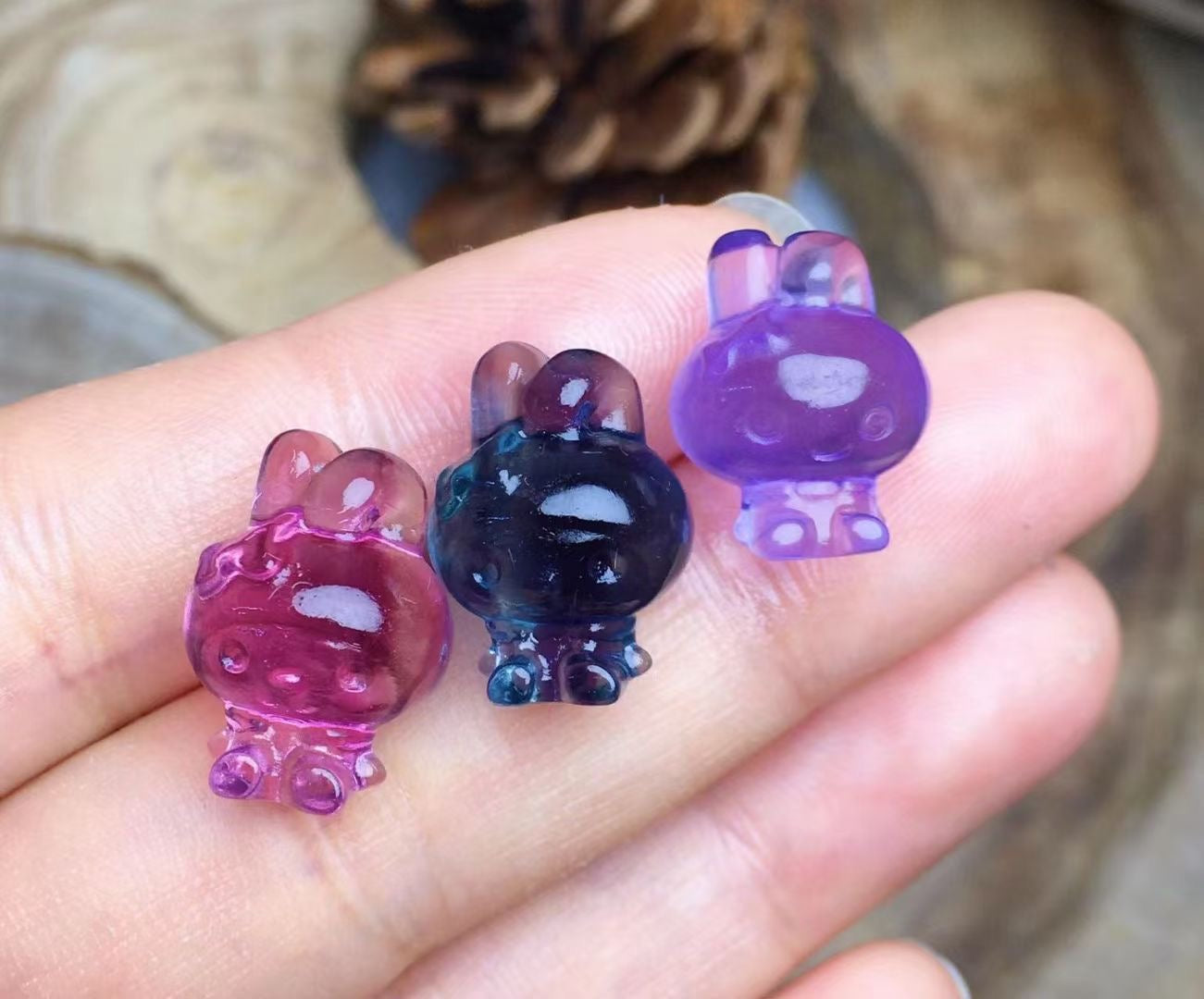 Mini Fluorite Melody And Kuromi Natural Crystal Carvings Wholesale