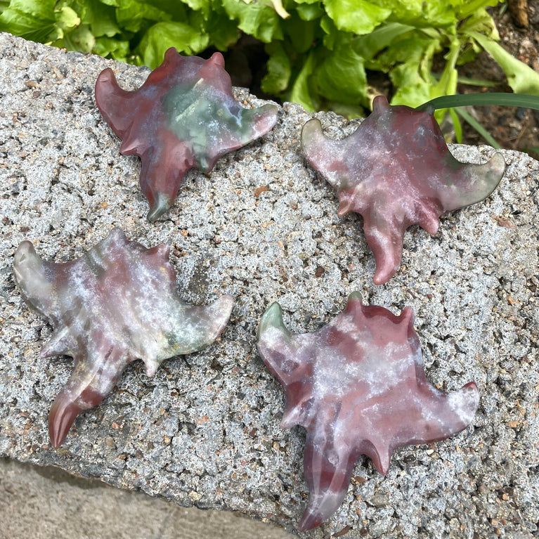 8CM Ocean Jasper Handcarved Manta Ray Stingray Natural Crystal Carving