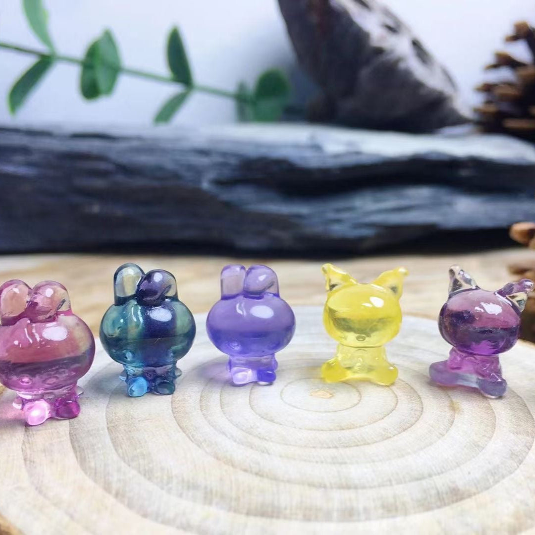 Mini Fluorite Melody And Kuromi Natural Crystal Carvings Wholesale