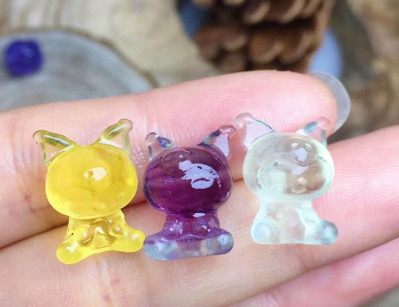 Mini Fluorite Melody And Kuromi Natural Crystal Carvings Wholesale