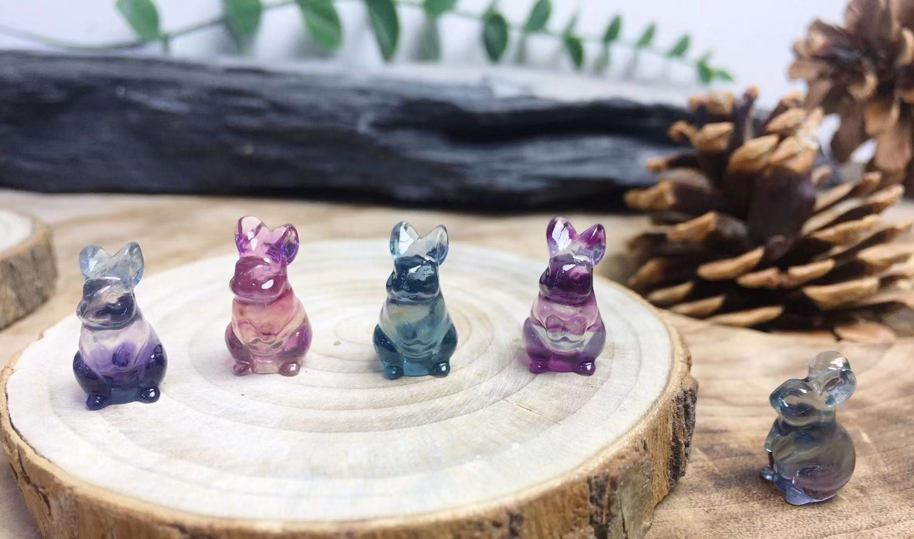 Mini Fluorite Rabbit Natural Crystal Carvings