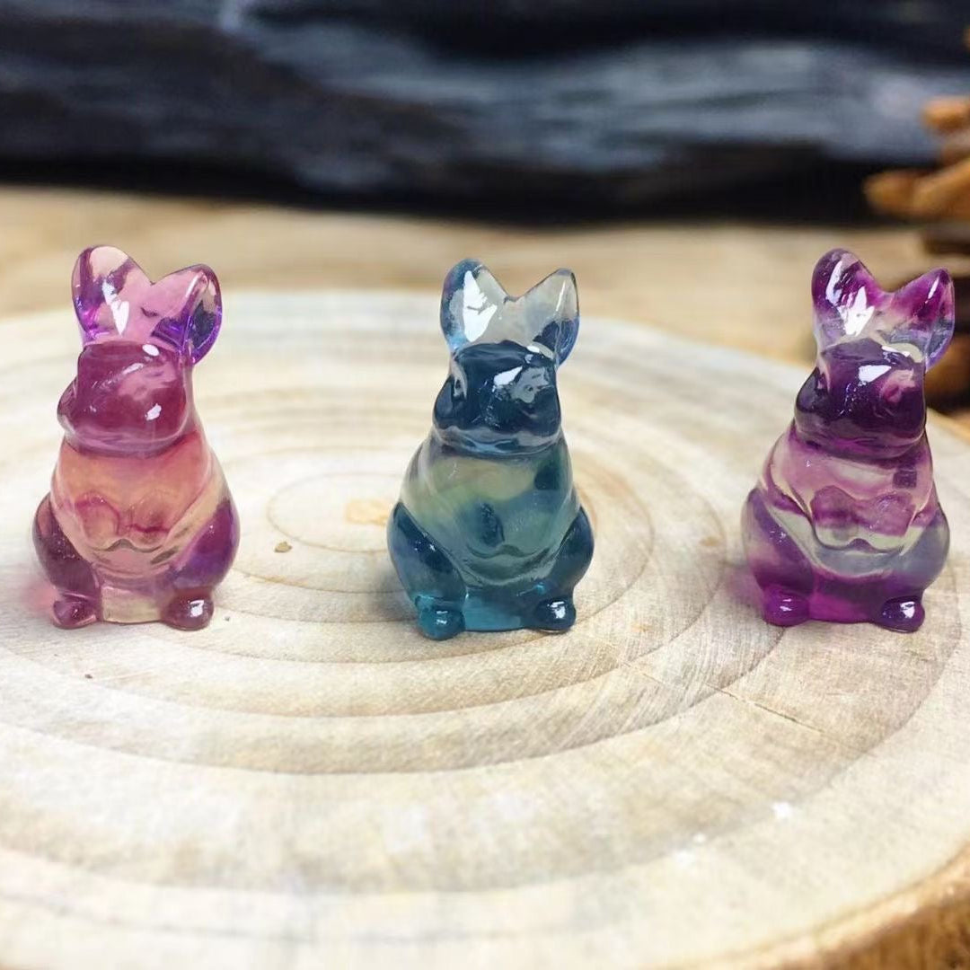 Mini Fluorite Rabbit Natural Crystal Carvings