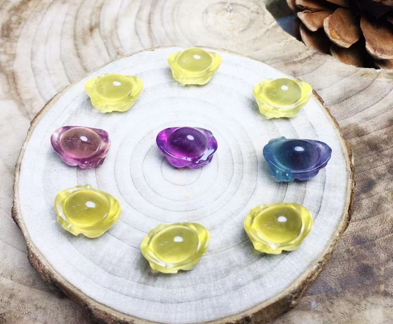 Mini Fluorite Money Boat Natural Crystal Carvings Wholesale