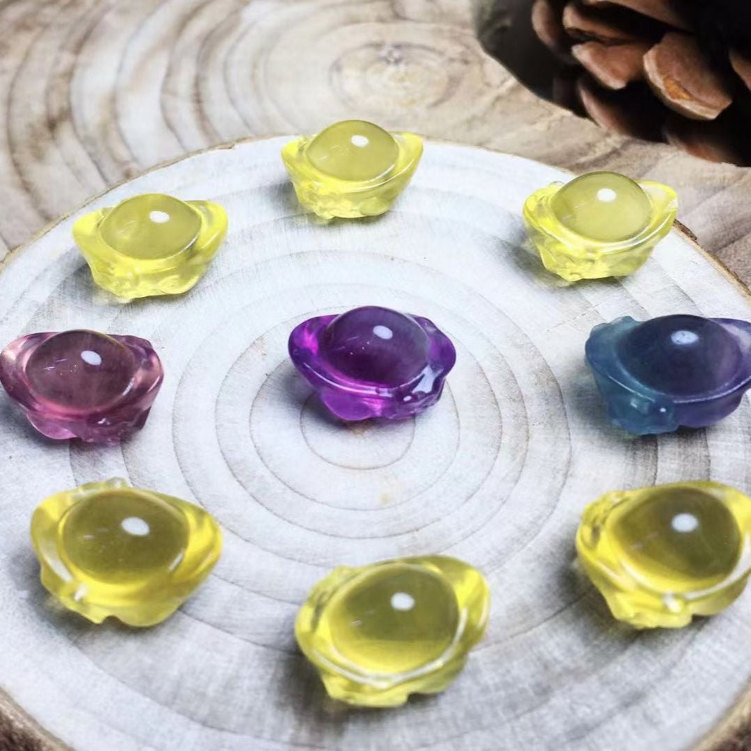 Mini Fluorite Money Boat Natural Crystal Carvings Wholesale