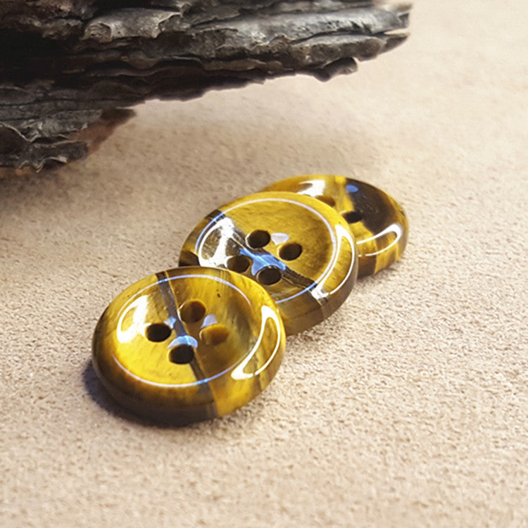 Natural Yellow Tiger Eye Button in Abundant Supply