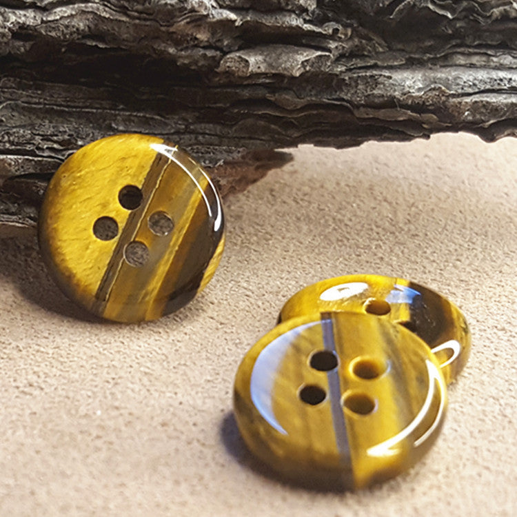 Natural Yellow Tiger Eye Button in Abundant Supply