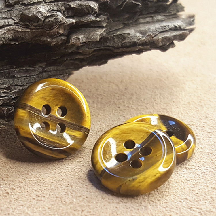 Natural Yellow Tiger Eye Button in Abundant Supply