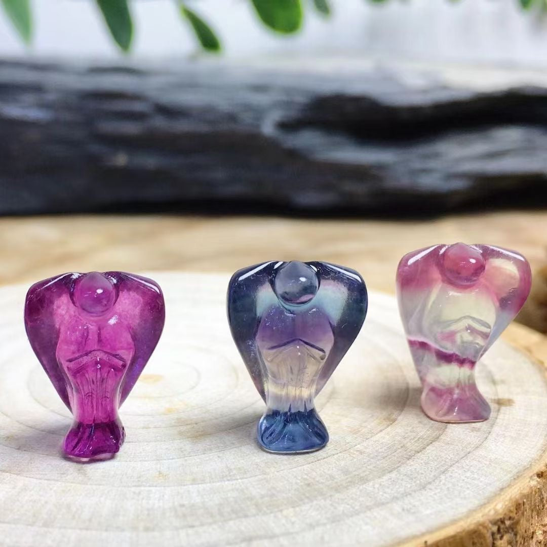 Mini Fluorite Angel Natural Crystal Carvings Wholesale