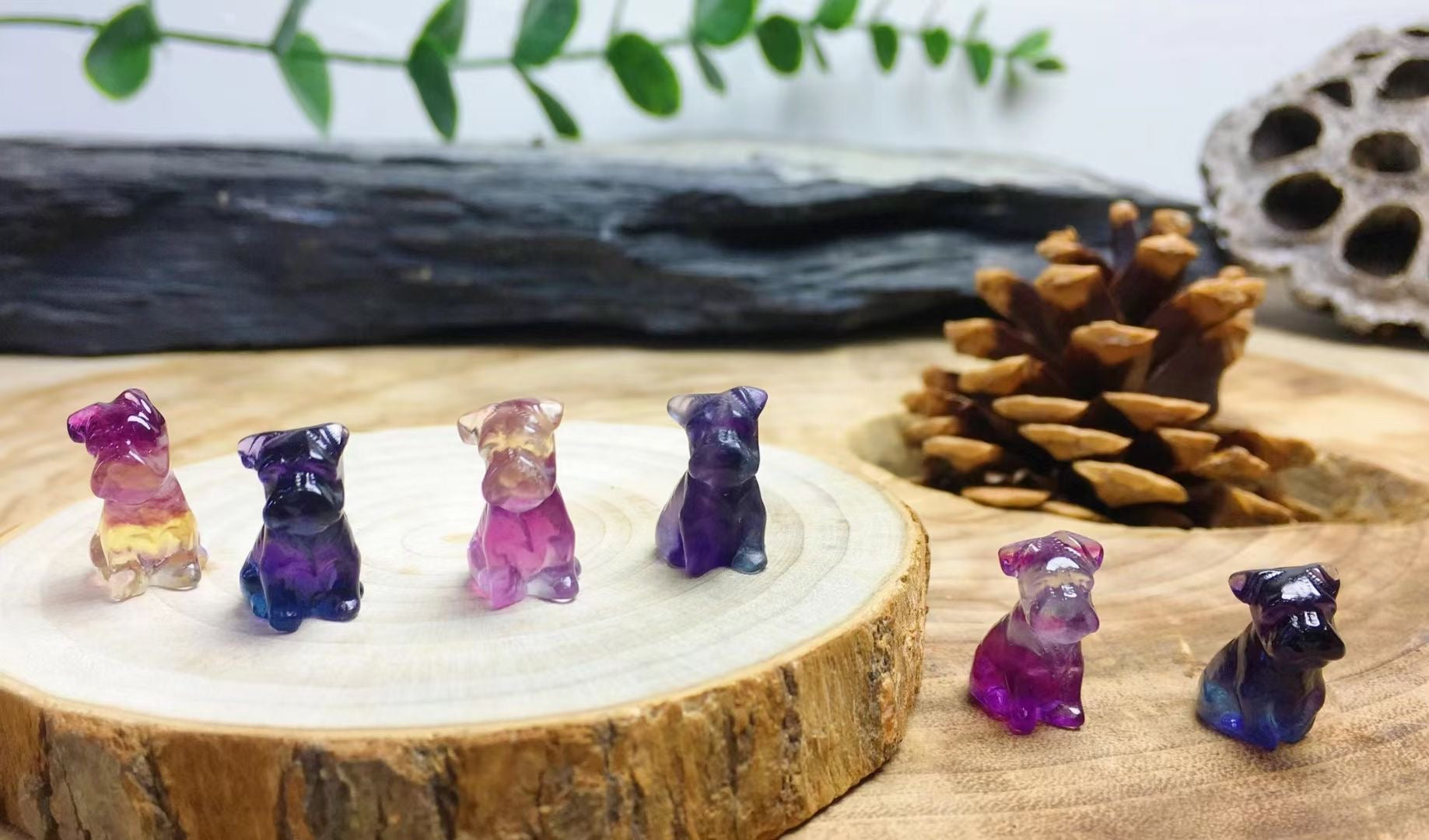 Mini Fluorite Schnauzer Dog Natural Crystal Carvings Wholesale