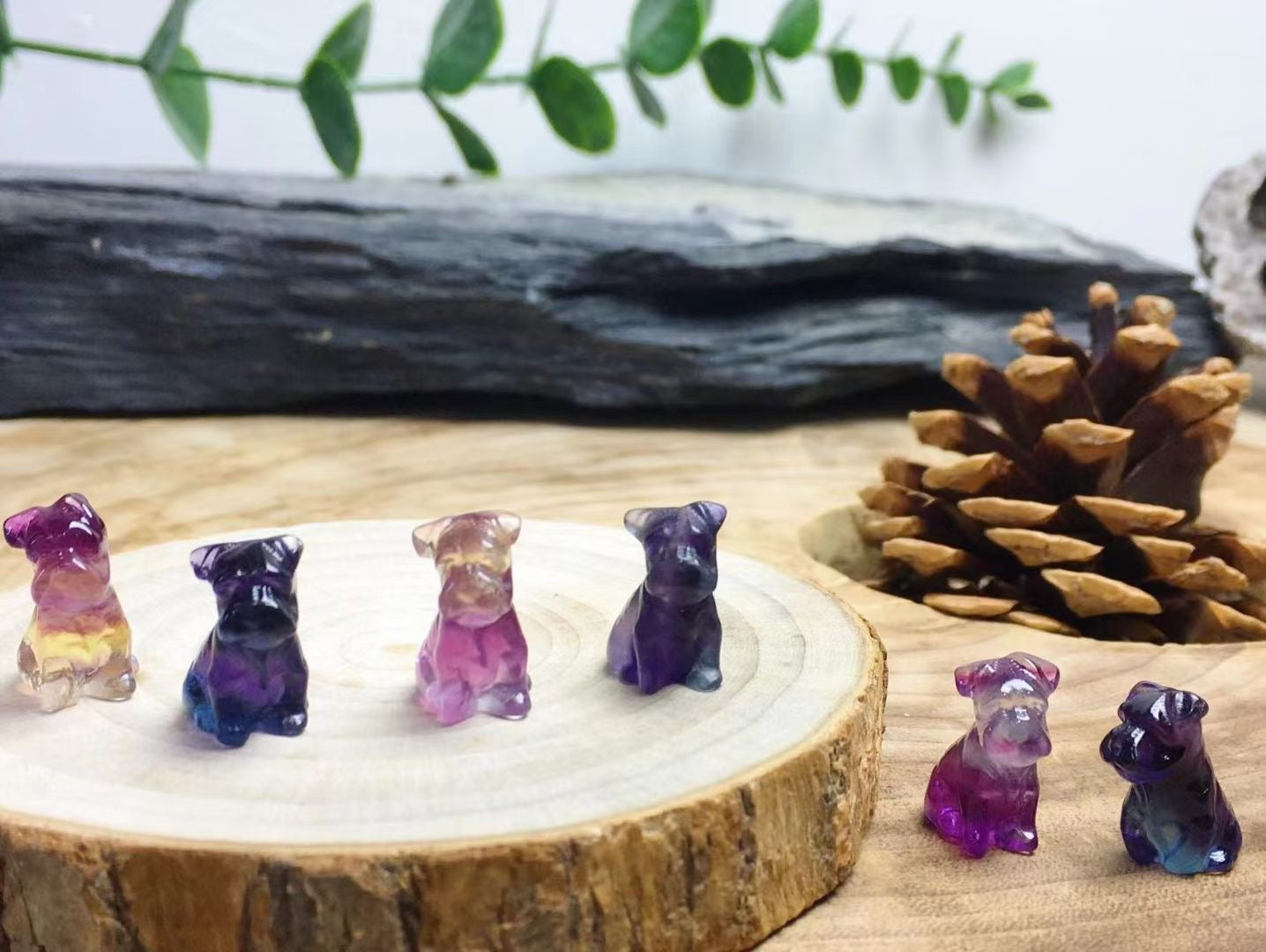 Mini Fluorite Schnauzer Dog Natural Crystal Carvings Wholesale