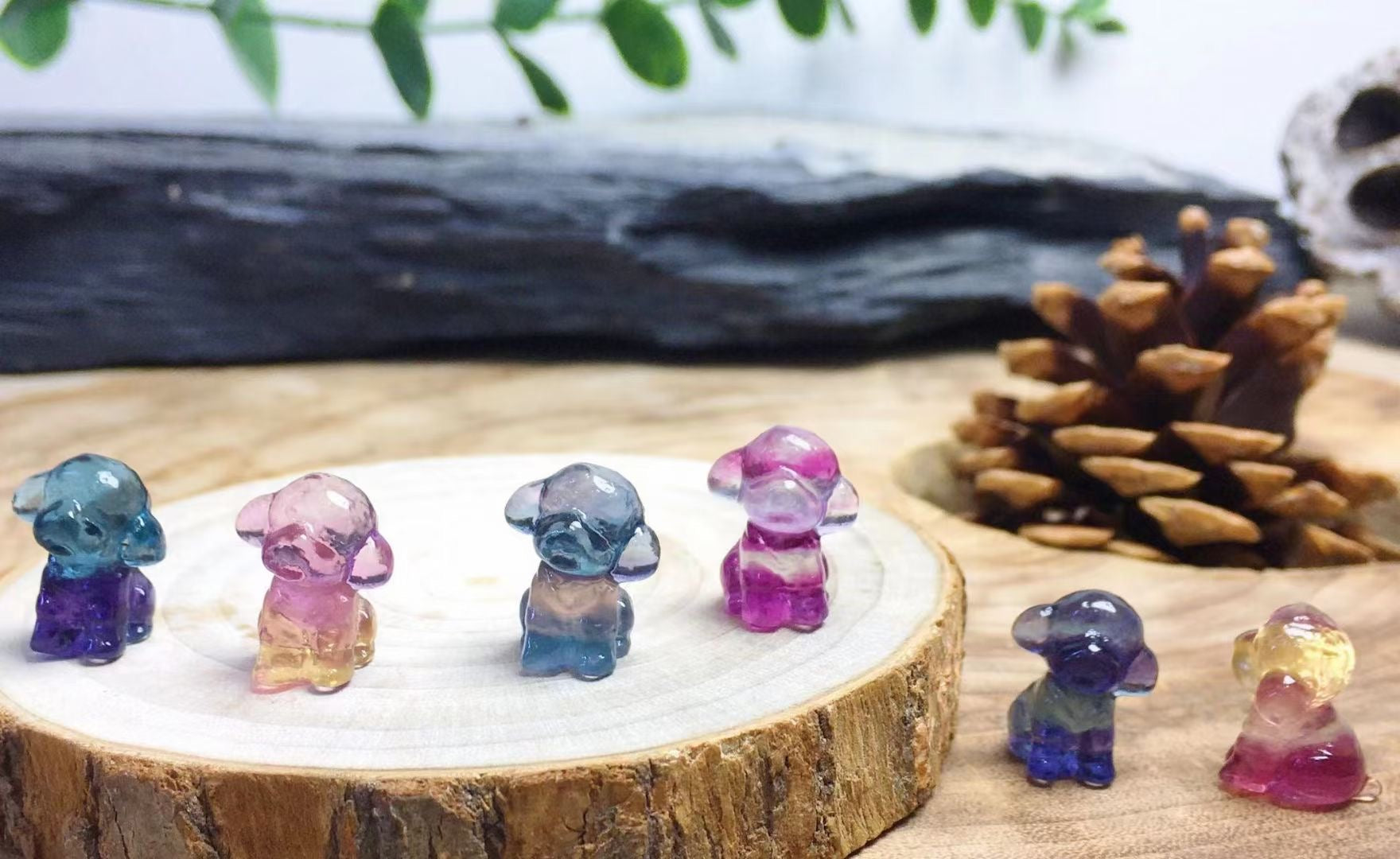 Mini Fluorite Poodle Dog Natural Crystal Carvings Wholesale