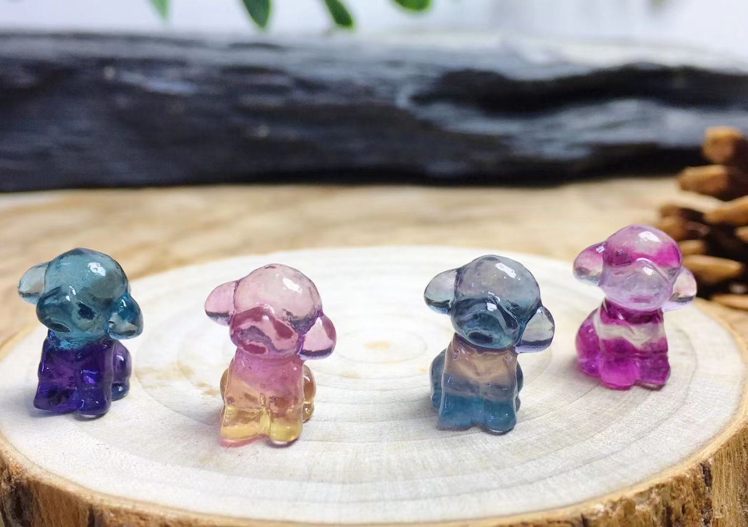 Mini Fluorite Poodle Dog Natural Crystal Carvings Wholesale