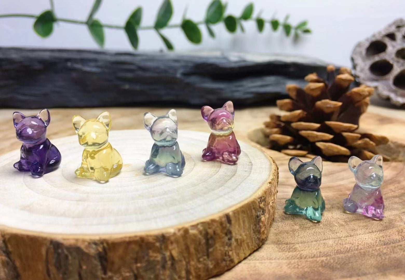 Mini Fluorite French Bull Dog Natural Crystal Carvings Wholesale