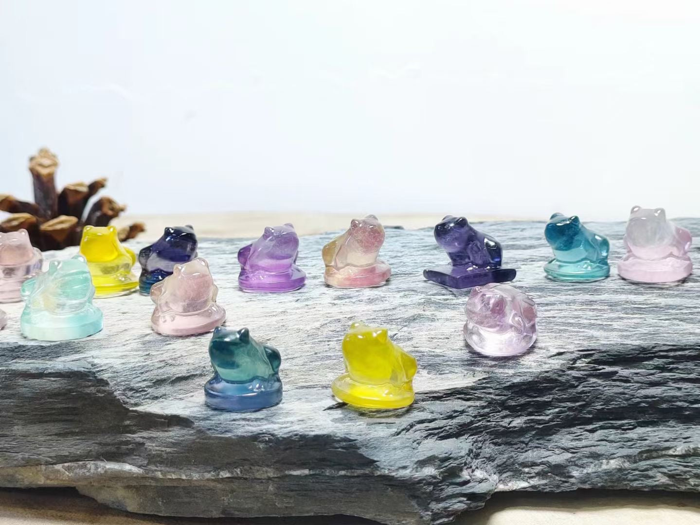 Mini Fluorite French Bull Dog Natural Crystal Carvings Wholesale