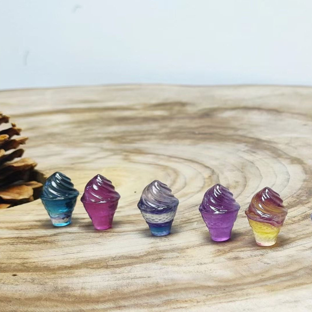Mini Fluorite Ice Cream Natural Crystal Carvings Wholesale