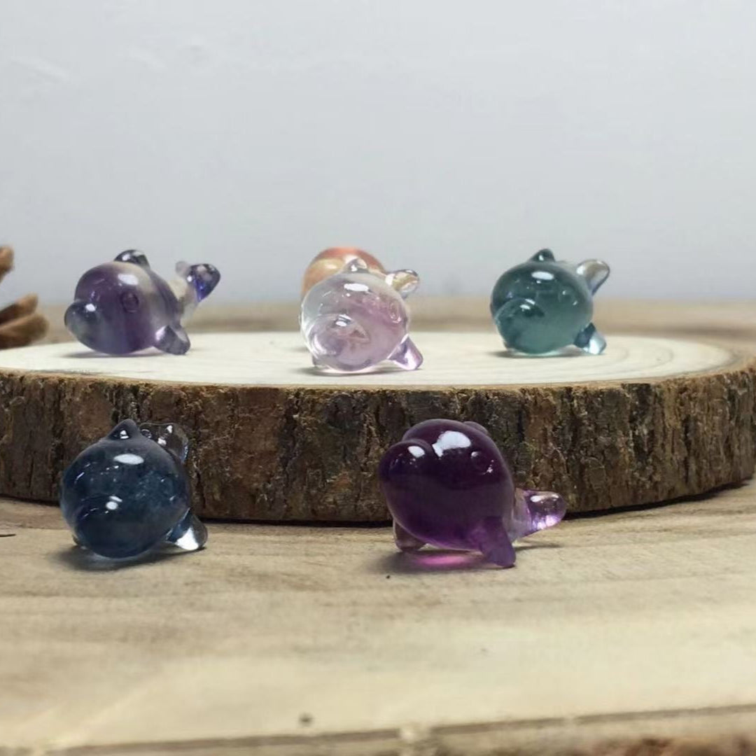 Mini Fluorite Dolphin Natural Crystal Carvings Wholesale