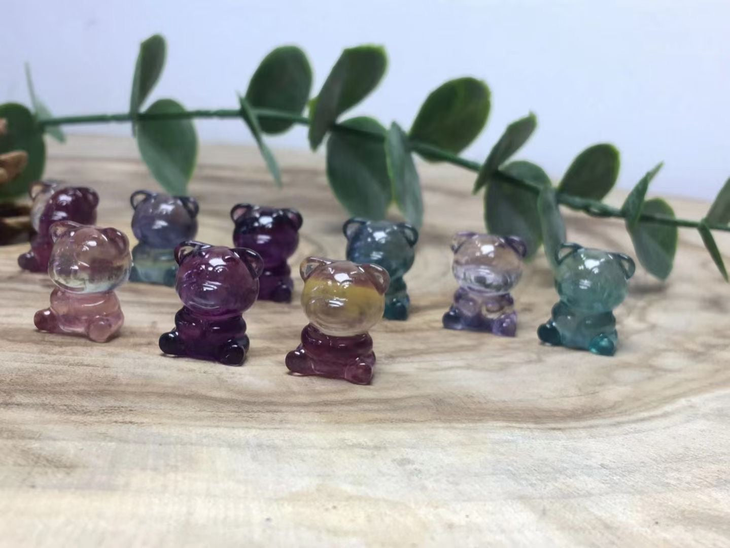 Mini Fluorite Strawberry Bear Natural Crystal Carvings Wholesale