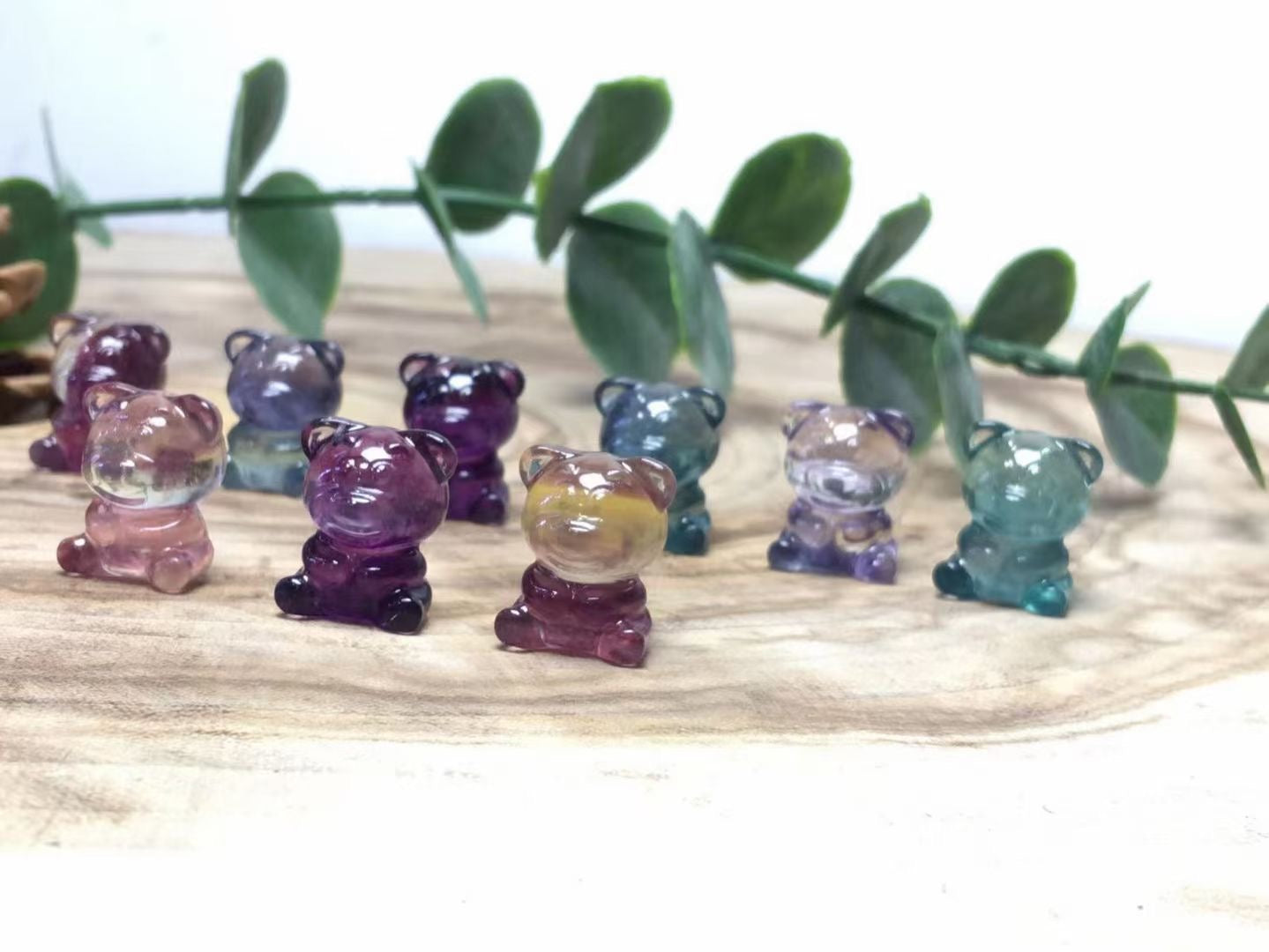 Mini Fluorite Strawberry Bear Natural Crystal Carvings Wholesale