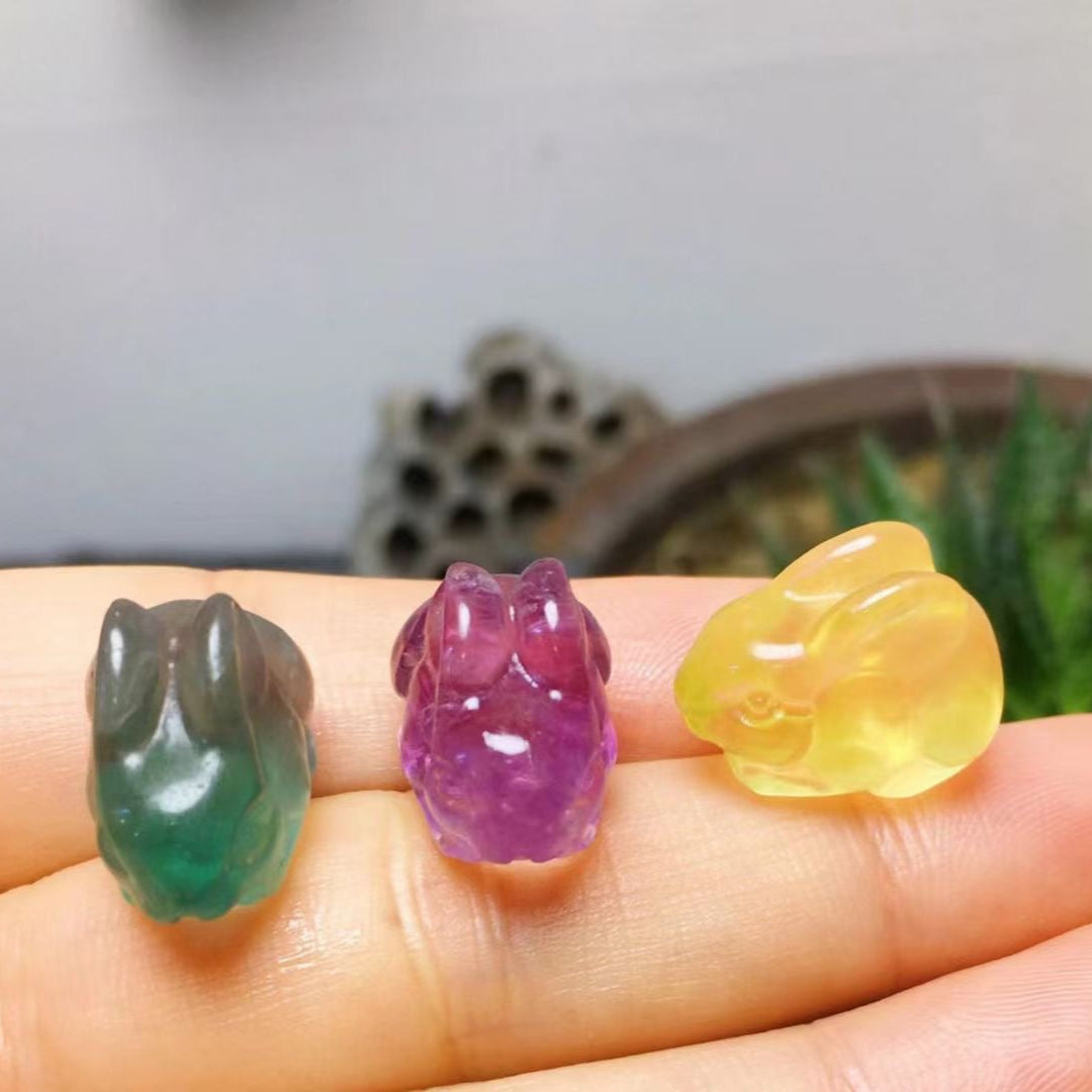 Mini Fluorite Rabbit Natural Crystal Carvings Wholesale