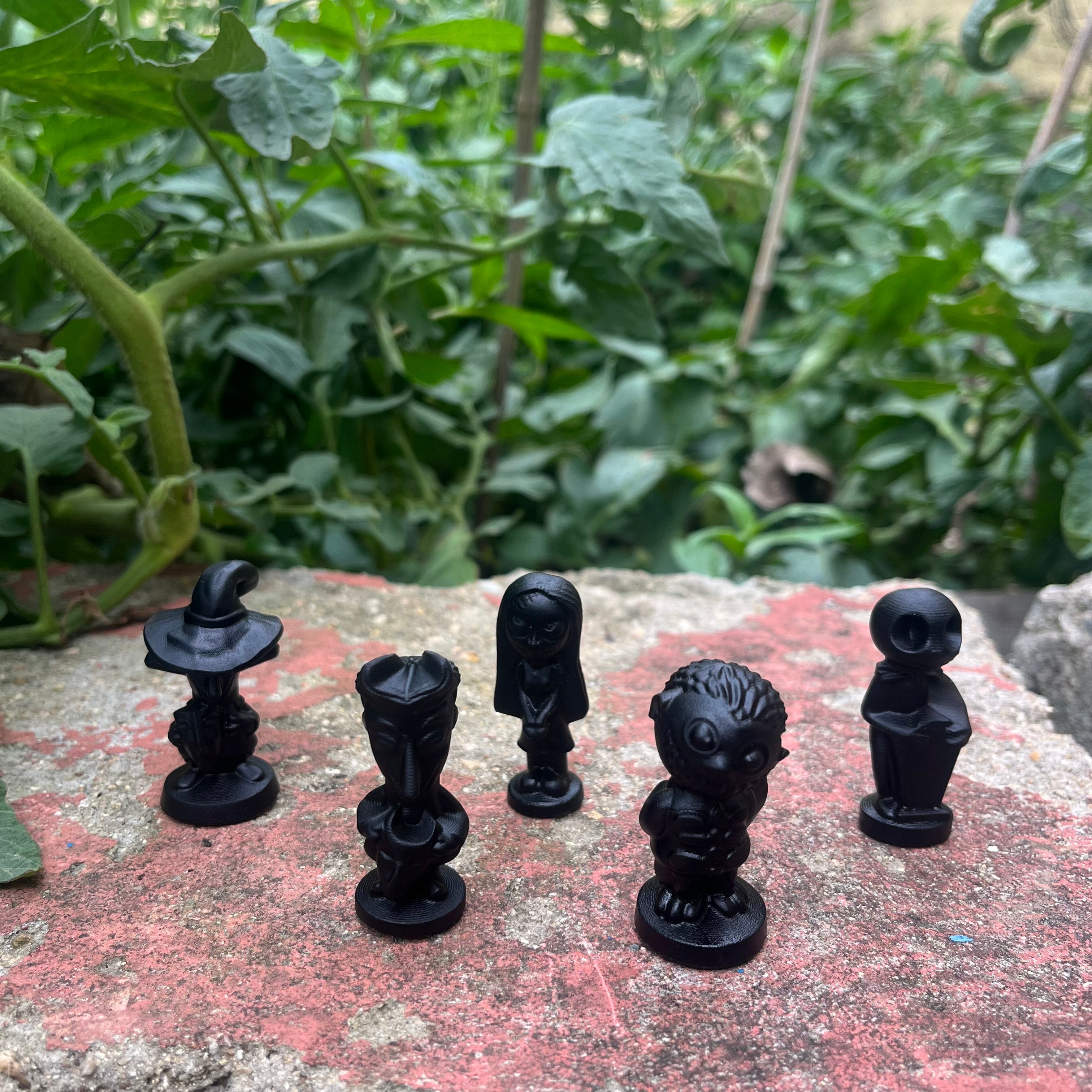 6CM Black Obsidian Jack and Sally Nightmare Before Christmas Figures Set Carving