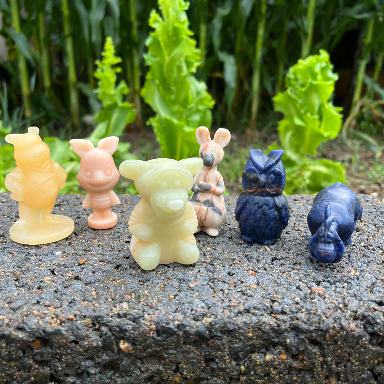 Winnie the Pooh Bear Figures Set Natural Stone Statue