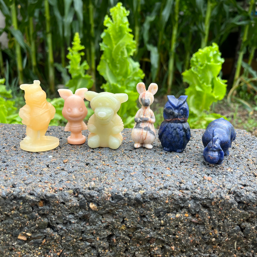 Winnie the Pooh Bear Figures Set Natural Stone Statue