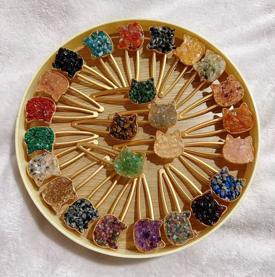 Natural Crystal Chips Hair Clip