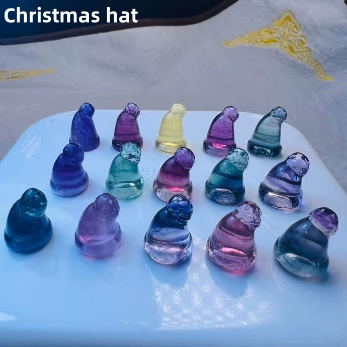 1$ Mini Fluorite Christmas Figures Carvings