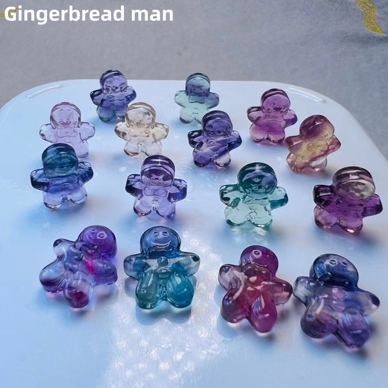 1$ Mini Fluorite Christmas Figures Carvings