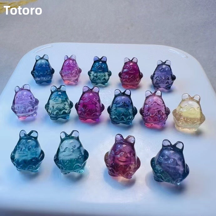 Mini Candy Fluorite Totoro Natural Crystal Carvings